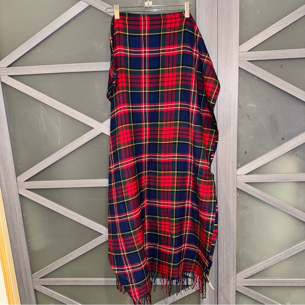 Talbots Plaid Fringe Scarf/Wrap